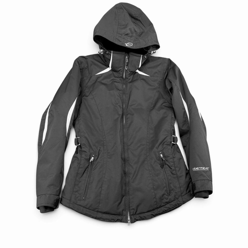 Obermeyer Black Ski Jacket Womens Sz 4 Hooded Insulated Snow Winter Coat